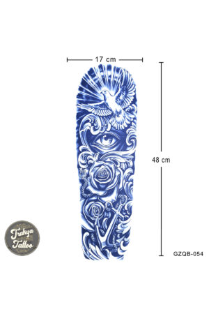 1 Ay Kalıcı Dövme Geçici Tam Kol Gül Güvercin Göz Dövme