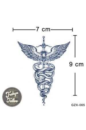 1 Ay Kalıcı Kanat Kılıç ve Yılan Dövmesi GZX-065