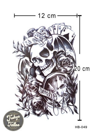 Geçici Dövme 1-2 Hafta Kalıcı Yarım Kol Kurukafa Saat Gül