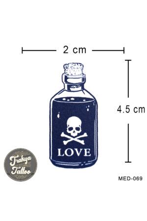 1 Ay Kalıcı Dövme Love Yazılı Şişe Geçici Dövme MED-069
