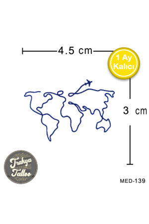 Yarı Kalıcı Dövme Dünya Haritası Geçici Dövme