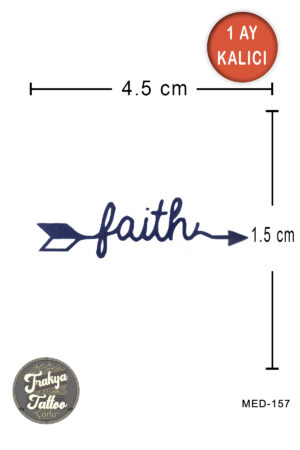 1 Ay Kalıcı Dövme Faith Yazı OK Geçici Dövme