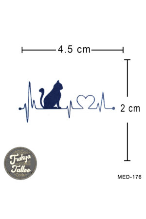 Yarı Kalıcı Dövme Kalp Ritmi Kedi Geçici Dövme