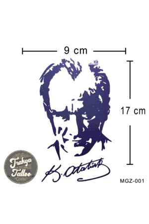 1 Ay Kalıcı Dövme Atatür İmza ve Portresi Yarım Kol Geçici Dövme MGZ-001