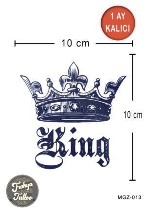 1 Ay Kalıcı Dövme King Kral Tacı Geçici Dövme