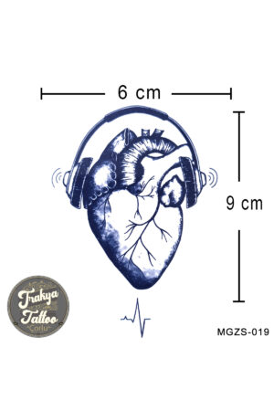1 Ay Kalıcı Dövme Kalp ve Kulaklık Geçici Dövme Minimal