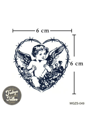 1 Ay Kalıcı Dövme Kalp ve Kanatlı Melek Geçici Dövme MGZS-049