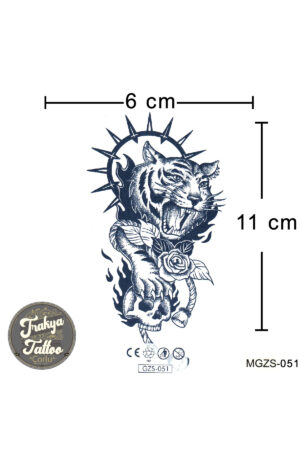 1 Ay Kalıcı Dövme Kaplan ve Gül Geçici Dövme MGZS-051