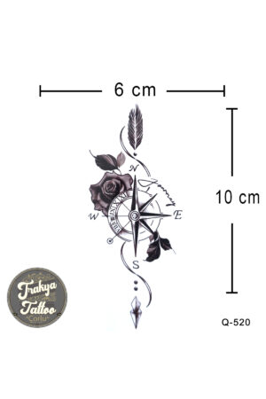 1-2 Hafta Kalıcı Geçici Minimal Gül Pusula Dövmesi
