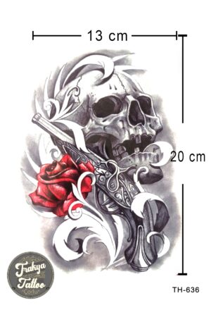 Geçici Dövme 1-2 Hafta Kalıcı Yarım Kol Kurukafa Silah