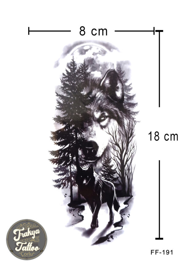 Geçici Dövme 1-2 Hafta Kalıcı Yarım Kol Kurt Orman