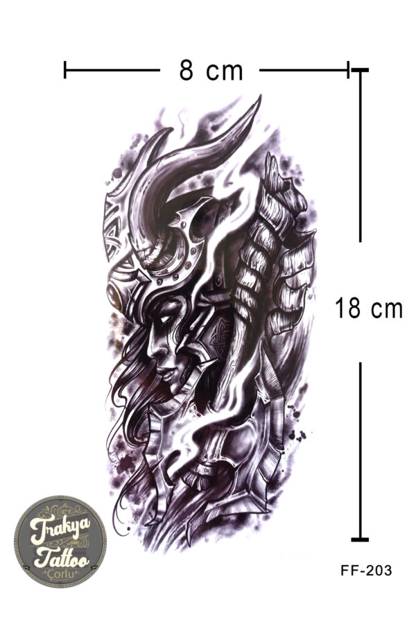 Geçici Dövme 1-2 Hafta Kalıcı Yarım Kol Kadın Viking