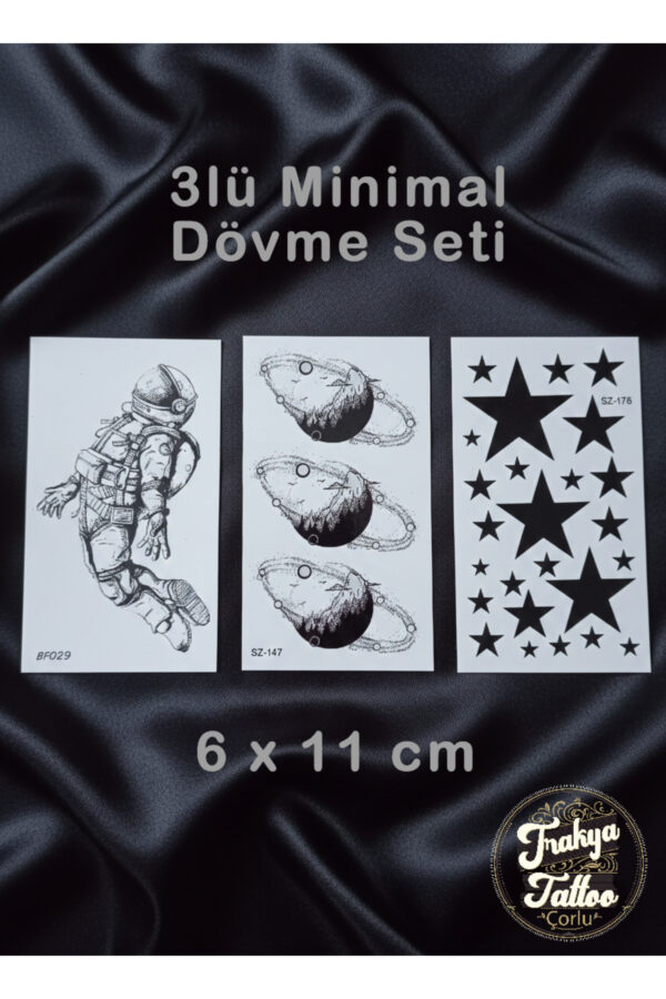 1-2 Hafta Kalıcı Minimal 3 Adet Gezegen Yıldız Astranot Geçici Dövme