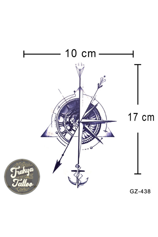 1 Ay Kalıcı Dövme Yarım Kol Pusula Geçici Dövme GZ-438