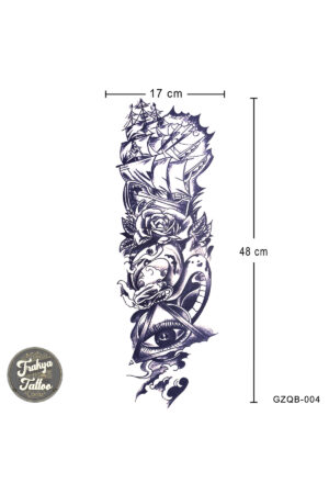 1 Ay Kalıcı Dövme Geçici Tam Kol Gemici Dövme GZQB-004
